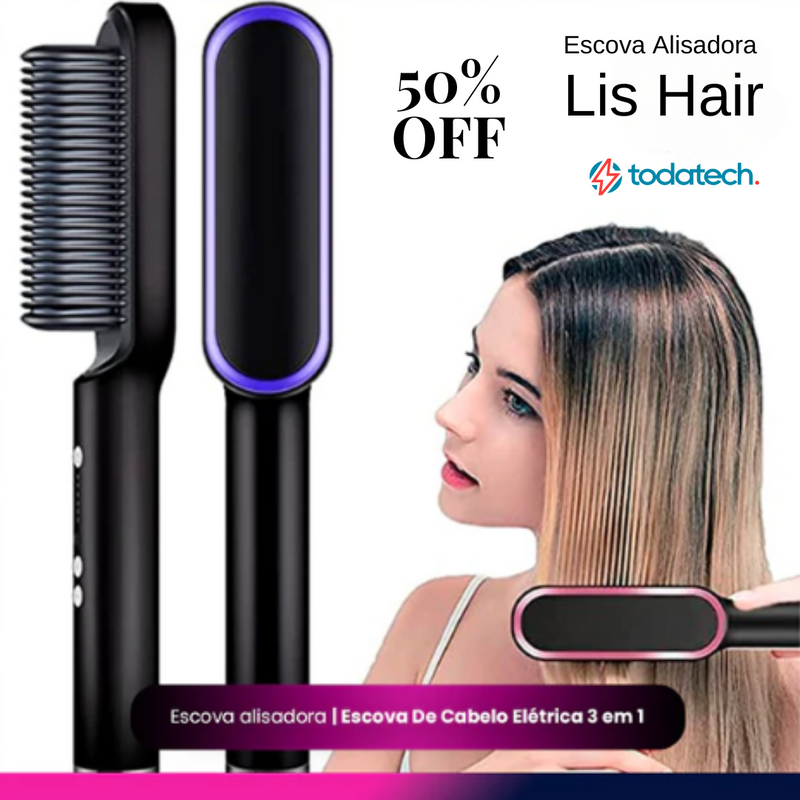 Escova Alisadora De Cabelos Bivolt 5x1 Lis Hair + Frete Grátis APENAS HOJE!