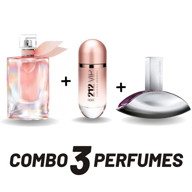 Combo LEGÍTIMO [PAGUE 1 LEVE 3] La Vie + 212 Vip Rosé + Euphoria (100ml cada) - Frete Grátis - Envio Imediato + Brinde