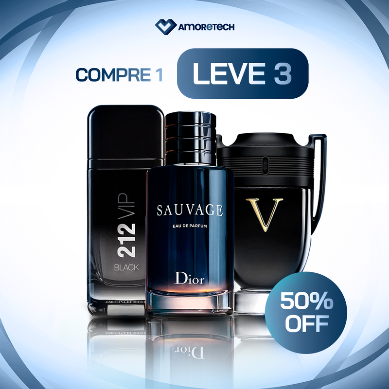 [PAGUE1LEVE3] - Kit 3 Perfumes Importados Masculino - 1 Sauvage Dior , Paco Rabanne Invictus Victory e 212 VIP Black Carolina Herrera (100ml cada)